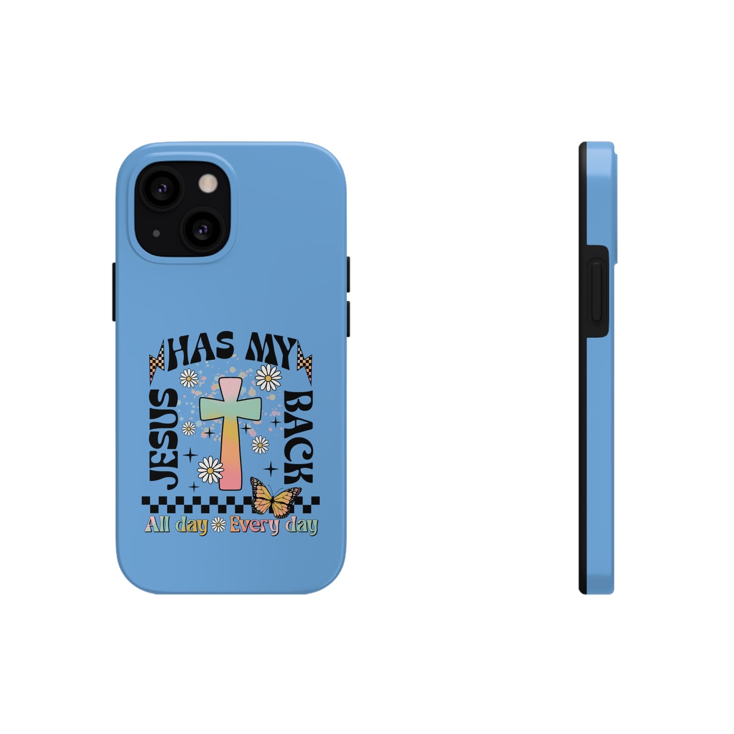 Jesus Has My Back Tough Phone Cases - Lt Blue