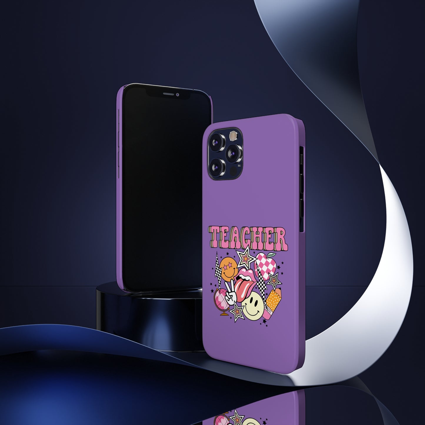 Teacher Collage Slim Phone Case - Purple