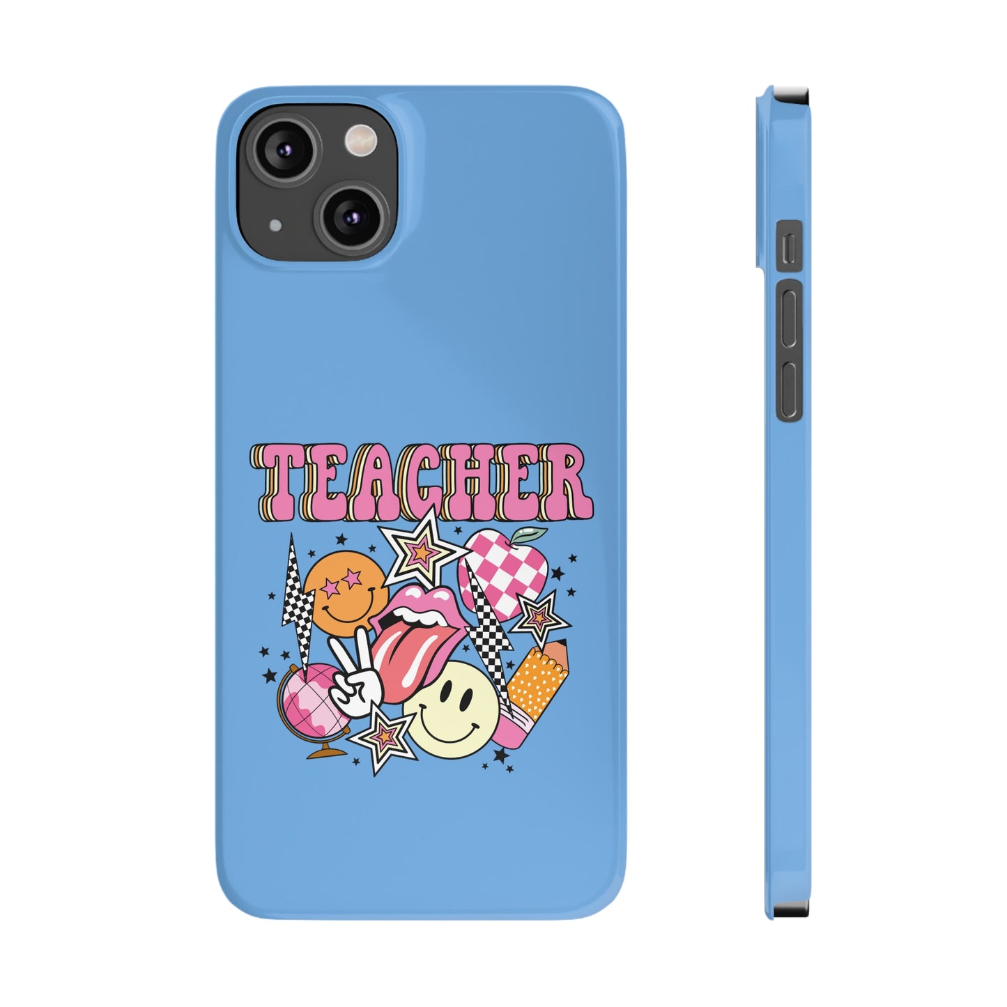 Teacher Collage Slim Phone Case - Lt Blue