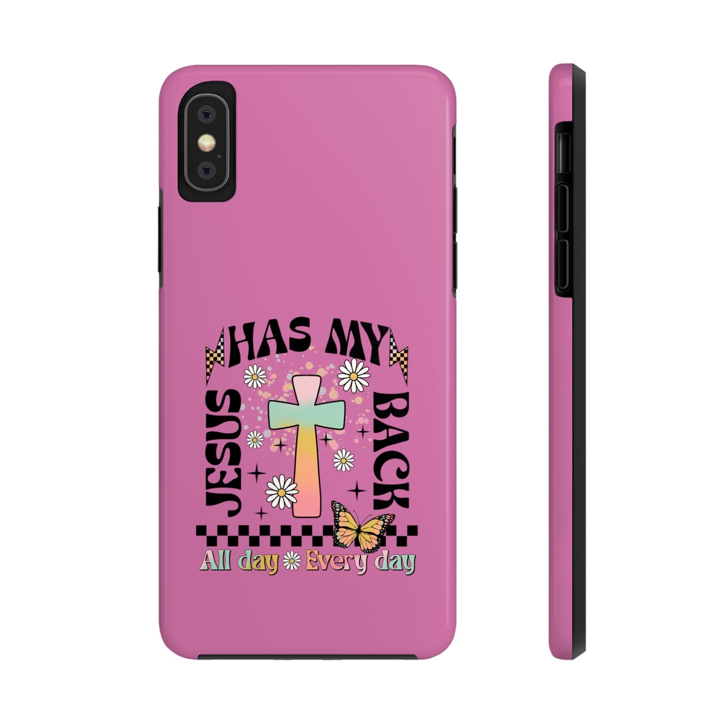 Jesus Has My Back Tough Phone Cases - Pink