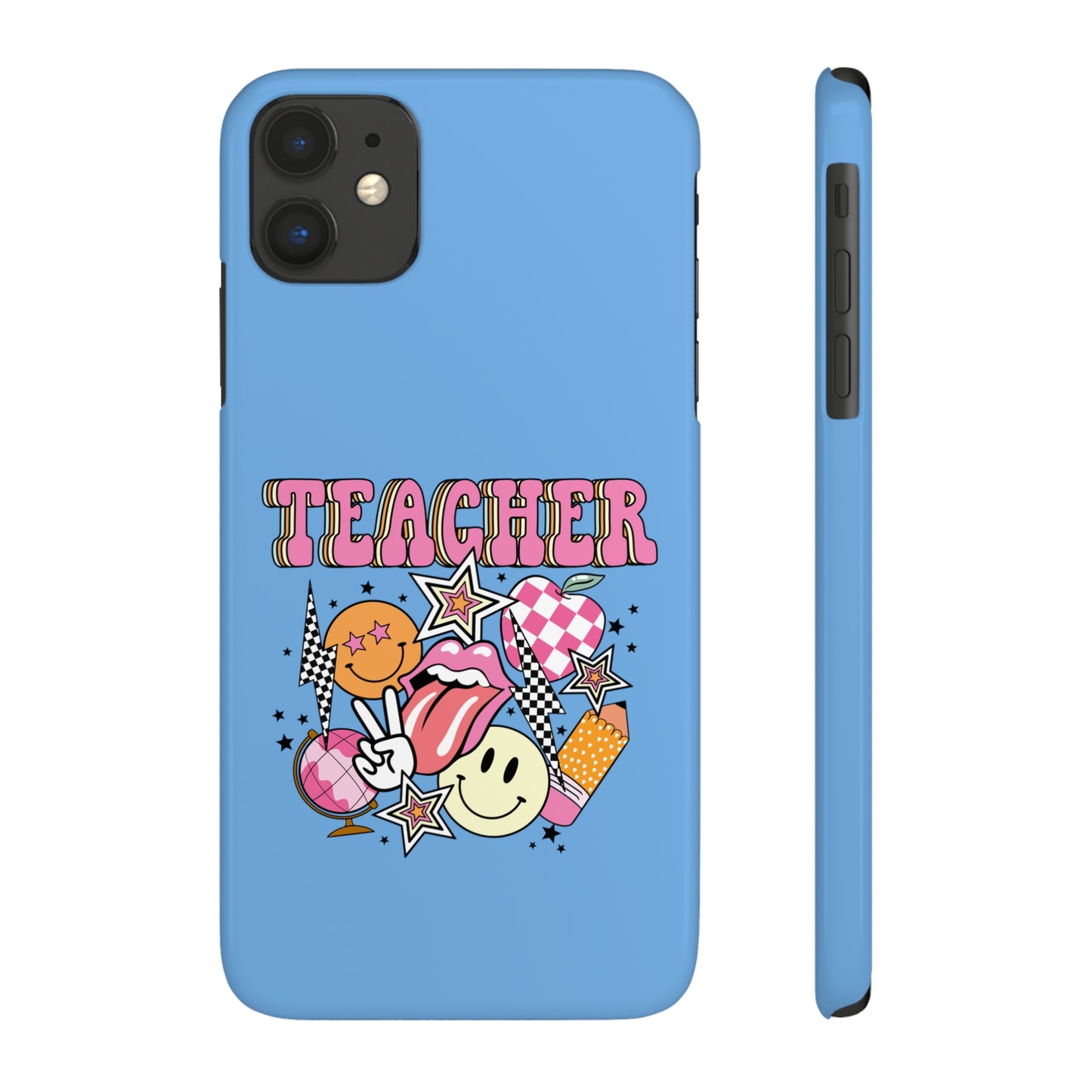 Teacher Collage Slim Phone Case - Lt Blue
