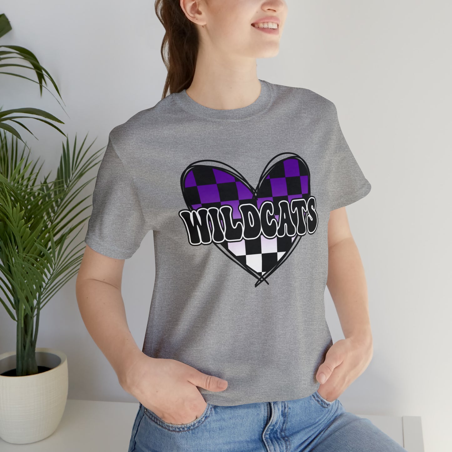 Wildcats Checkered Heart
