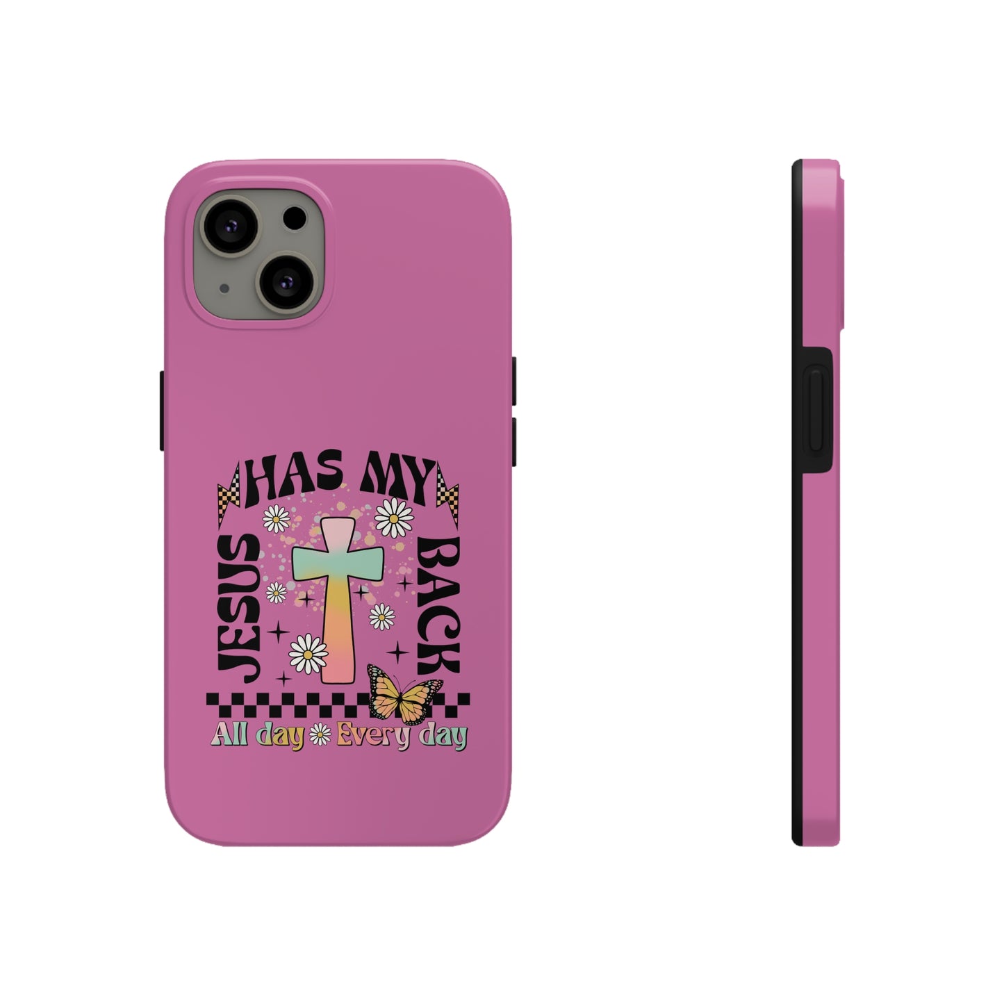 Jesus Has My Back Tough Phone Cases - Pink