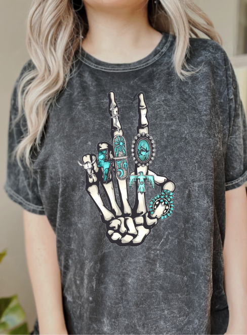 Skeleton Turquoise Rings Mineral Washed Tee